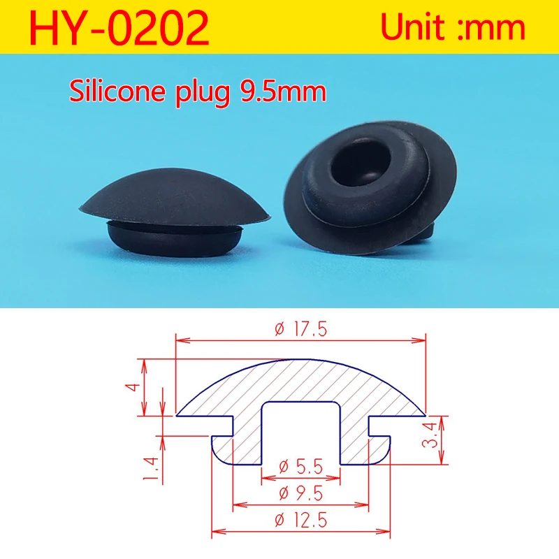 Silicone rubber hole plugs hole dust cap tapones goma gumowa wtyczka Silicone shock pad 9.5mm