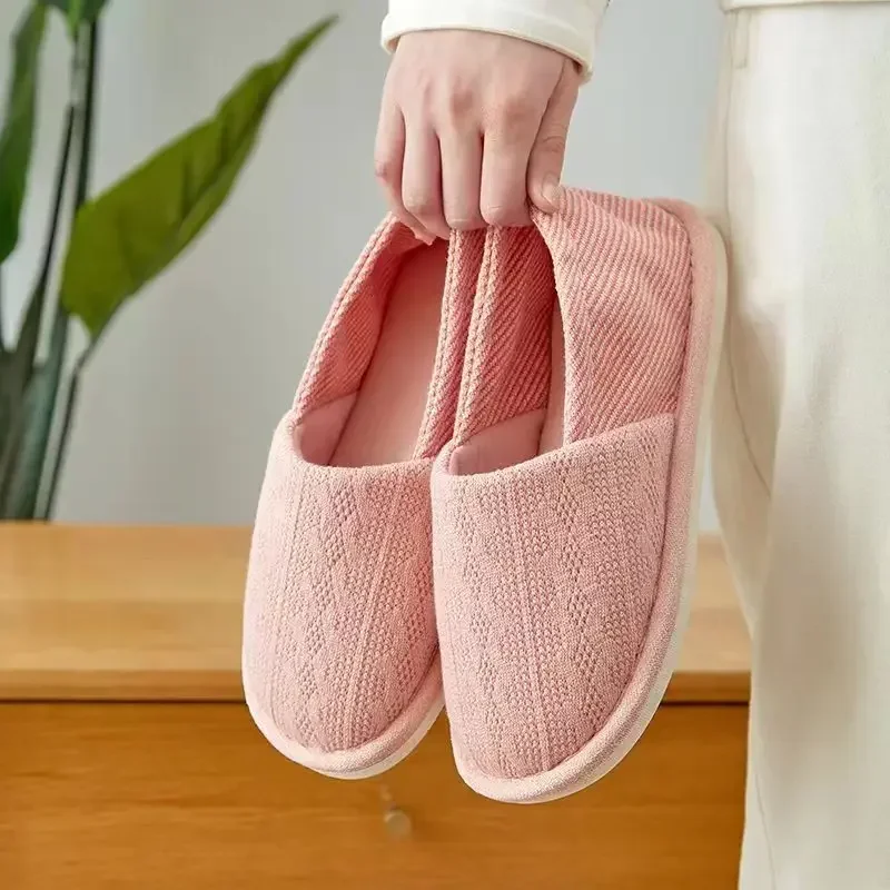 2024 New Linen Slippers for Women and Men Quiet Soft-soled Cotton Household Slipper Indoor Light Comfort Home Floor Shoes Unisex