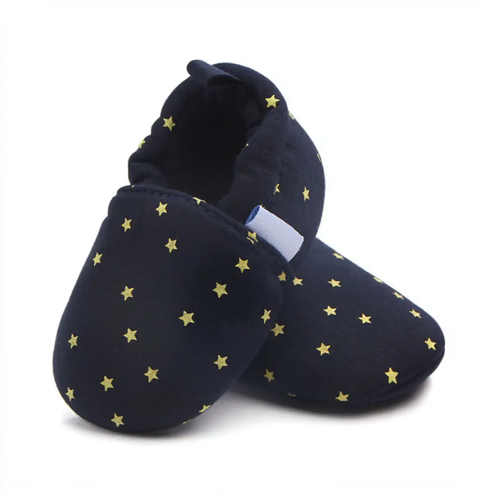 Cute Star Print Baby Shoes Lightweight Non Slip Sole Newborn Prewalker Infant Cotton Booties For Early Walking Daily Wear