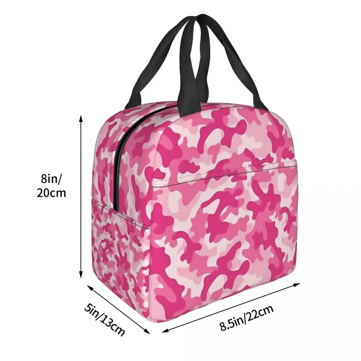 Pink Camouflage Military Insulated Lunch Bags Leakproof Picnic Bags Thermal Lunch Box Lunch Tote for Woman Work Children School