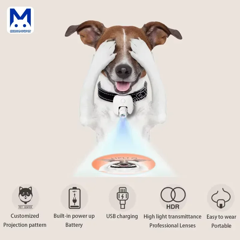 MIAODOUPET 3D Projection Light Custom Photo Name Dog Pet Walking Social Light Projection Illustrated Projection Dog Pendant