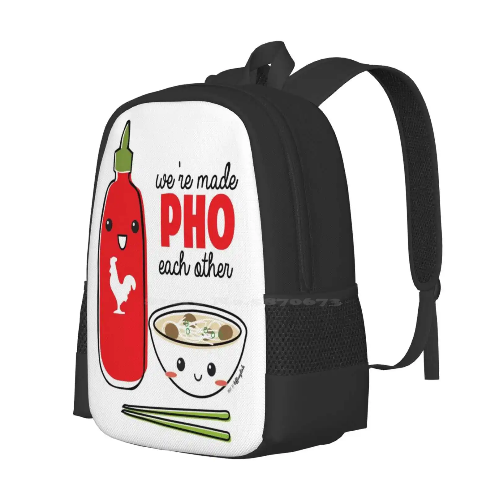 We'Re Made Pho Each Other Bag Backpack For Men Women Girls Teenage Pho Vietnamese Cute Kawaii Food Punny Siracha Yummy Rawr