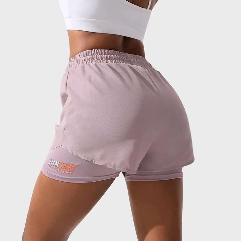 Mermaid Curve Breathable Letter Graphic 2 In 1 Sport Shorts Women Quick Dry Running Short Drawstring Waistband Fitness Hot Pants image 2