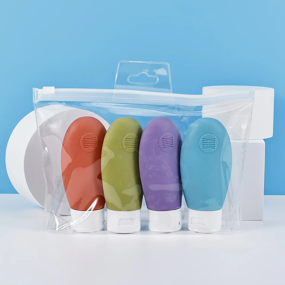 

4Pcs 2oz Travel Bottles Set For Liquids, Leak Proof Soft Cosmetic Travel Containers For Shampoo, Conditioner, Lotion, Toiletries