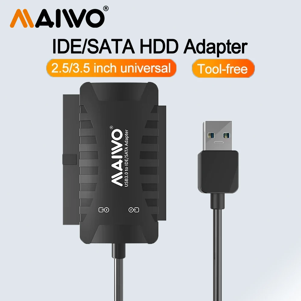 

MAIWO IDE/SATA HDD Adapter 3-in-1 External Hard Drive Converter for 2.5/3.5 Inch HDD SSD USB3.0 to SATA Adapter Cable Portable