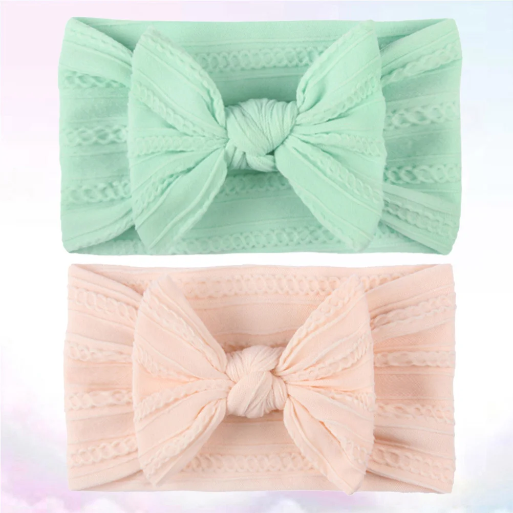 

2 шт., детская повязка на голову с бантом, розовая, зеленая, удобная повязка для волос для малышей, головной убор на день рождения для детского душа
