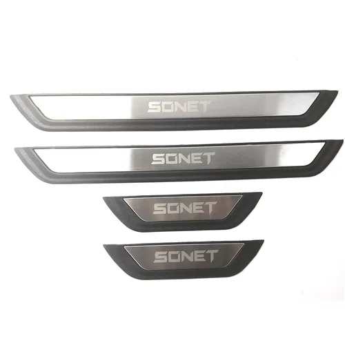 4 unids/lote ABS de acero inoxidable para KIA SONET 2021-2023 Pedal de alféizar de puerta cubierta decorativa de placa de desgaste de bienvenida