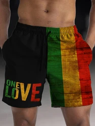 LOVE-Men's Summer Beach Shorts, Calças de Natação, 3D Print, Solto, Relaxado Shorts de Natação, Roupas Masculinas, Streetwear, Novo, 2023