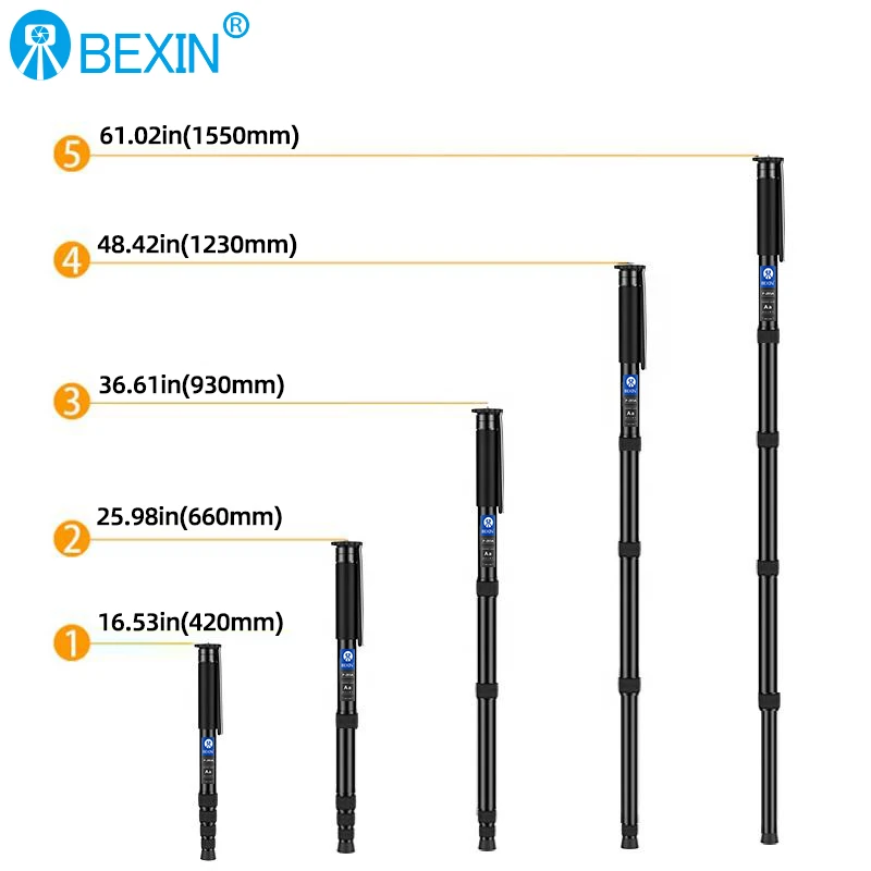 BEXIN P285A Professional Aluminum alloy Portable Travel Monopod Bracket Can Stand withTripod Ballhead for Digital DSLR Camera