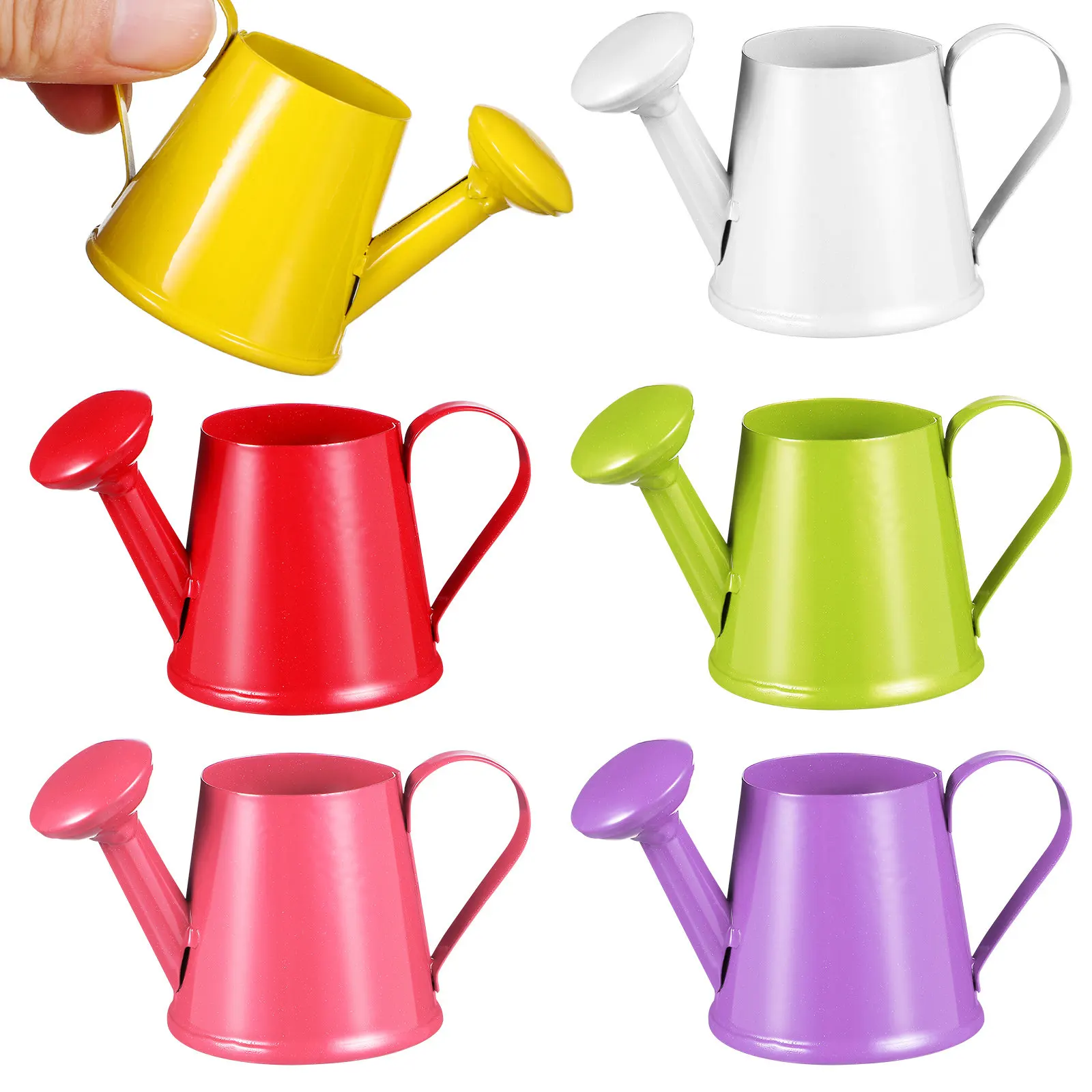 6pcs Mini Watering Can Set – Colorful Metal Garden Watering Buckets for Plants, Photo Props & Outdoor Decor