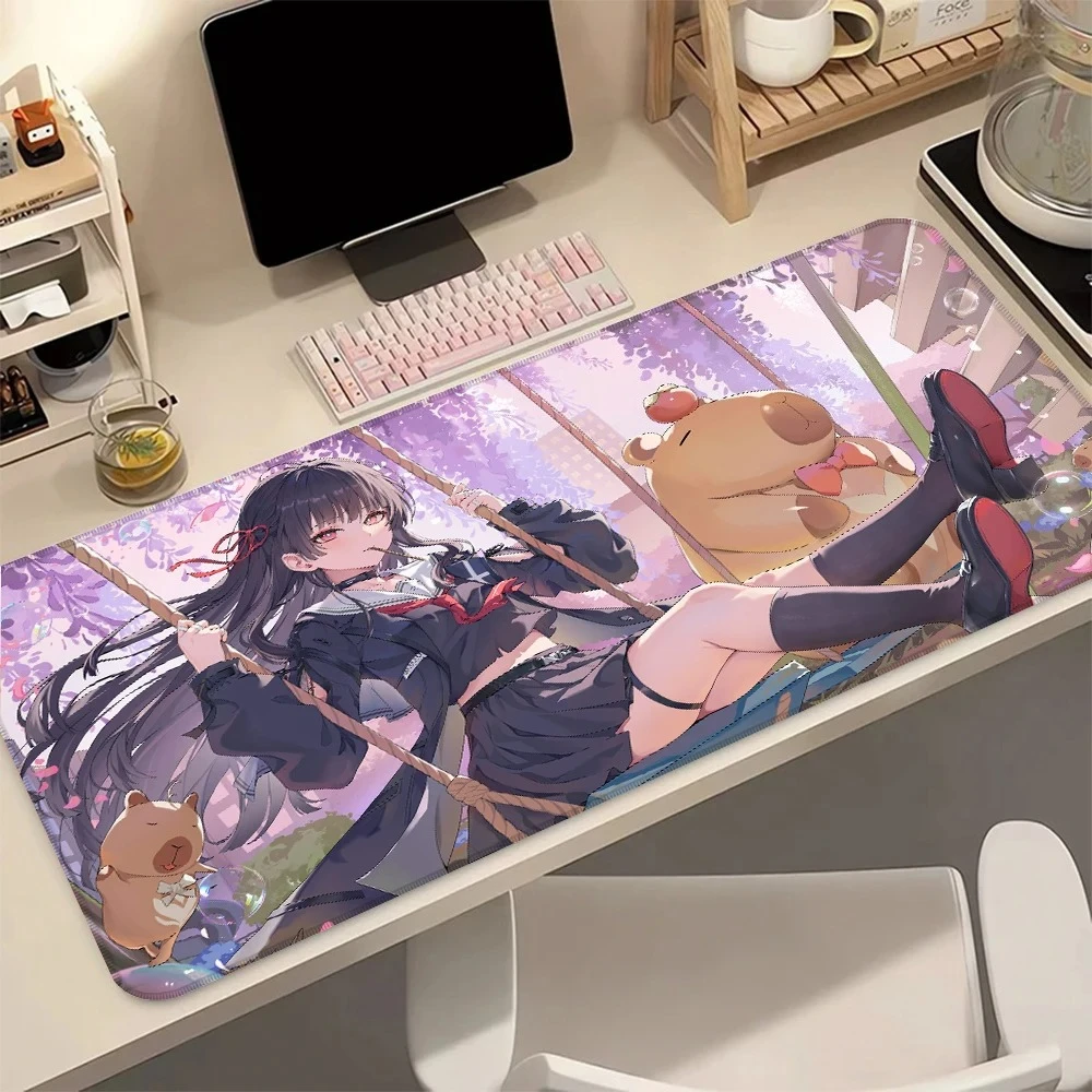 

Anime style Wuthering Waves Chisa Anime Mouse Pad Anti-Fray Desk Mat Rubber Base Perfect Gift for Anime Game Collectors