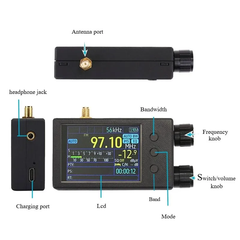 HamGeek Tragbares TEF6686 Vollband-WiFi/FM/SW/MW/LW-Radio mit 2,8-Zoll-IPS-Touchscreen – Detail 3