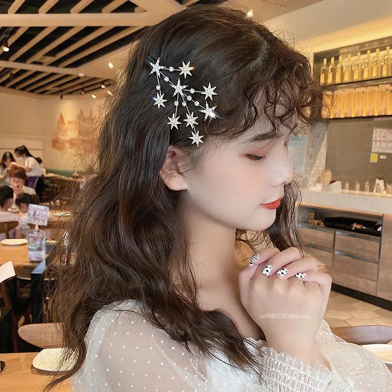 ファッション新ヘアクリップブリンブリンスターラインストーン女性ガールズ女性ヘアアクセサリーヘアピンジュエリー帽子ギフト