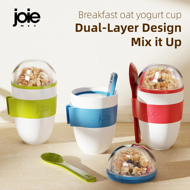 Joie Portable Breakfast Cup Salad Cup Lunch Box Oatmeal Cup Cereal BPA Free Yogurt Mug Snack Cup With Lid Spoon Food Container