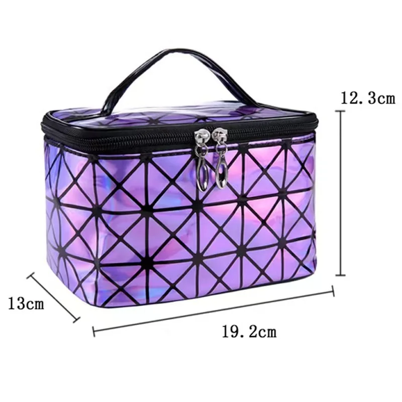 Laser PU Leather Folding Makeup Bag Women\'s Portable Travel Bag Waterproof Storage Toiletry Bag Carrying Case