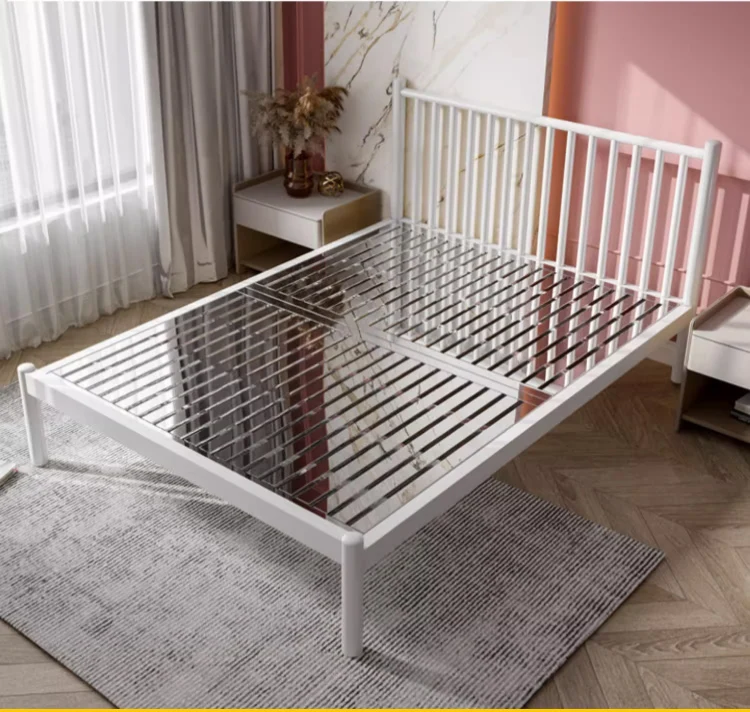 

LTT 304 stainless steel bed metal simple thickened double bed frame non-wrought iron bed