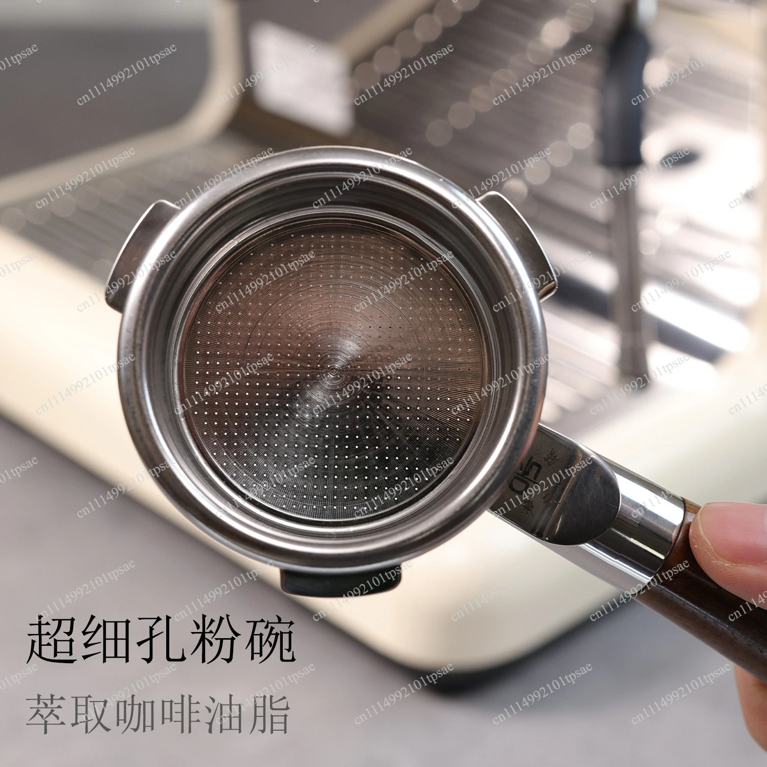 Coffee machine handle, 58mm, three-ear stainless steel, bottomless hollow handle