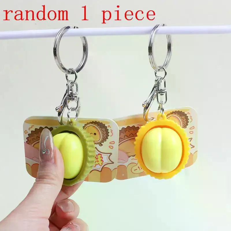 1Pcs Cute Stress Relief Pendant Mini Pressable Durian Keychain Fidget Toy Good Luck Charm For Bag Decoration