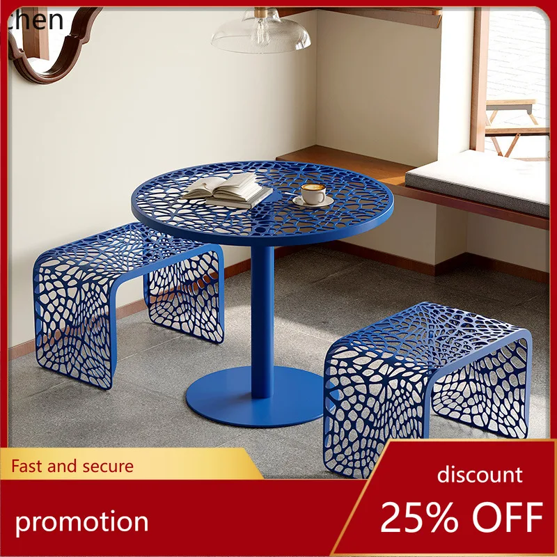 

CZ Round Table Park Bed & Breakfast Courtyard Outdoor Round Table for Cafes, Rust-Proof