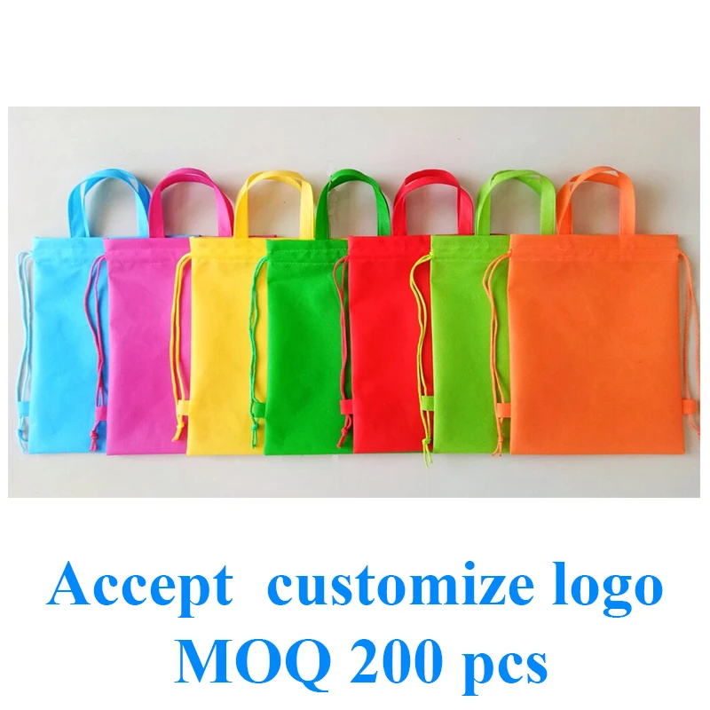 20 Pieces Eco-Friendly Promotional Drawstring Bags 70gsm Non-Woven Fabric Black & White Personalized Name for Events