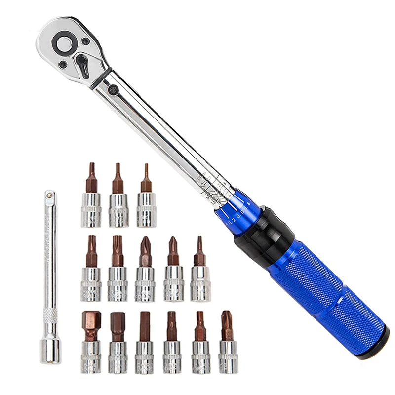 

Bike Torque Wrench Set 1/4 Inch Drive Click 17.7 In./Lbs. To 212.4 In./Lbs. (2-24Nm) For Road Mountain Bikes