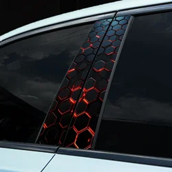1PC/2PCS Honeycomb Car Stickers Auto B Pillar Waterproof Decal DIY Car Door Post Decal Cover Scratches Car Exterior Accessories