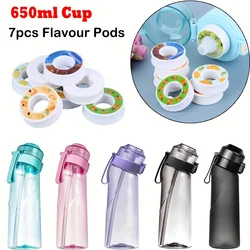 Sports Air Water Bottle BPA Free Drinking Bottles 650ML Fruit Fragrance Water Cup with 7 Flavour pods Outdoor Tableware