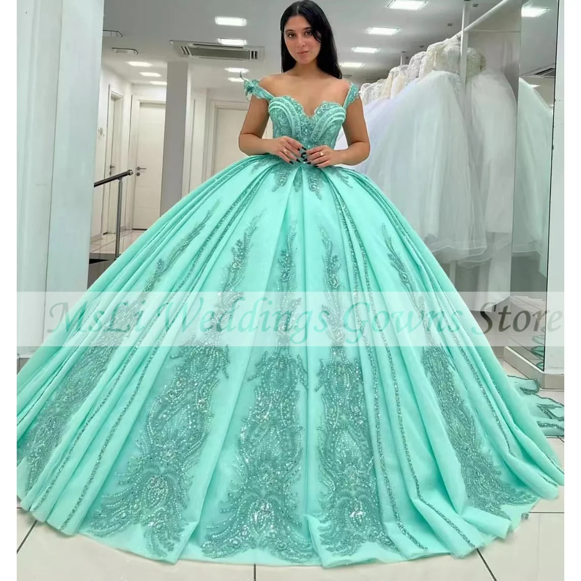 Đèn Bóng Đồ Bầu Vũ Hội Đầm Satin Đính Hạt Cườm Hạt Không Tay Pleat Cao Cấp Quinceanera Đầm Vestidos De Fiesta