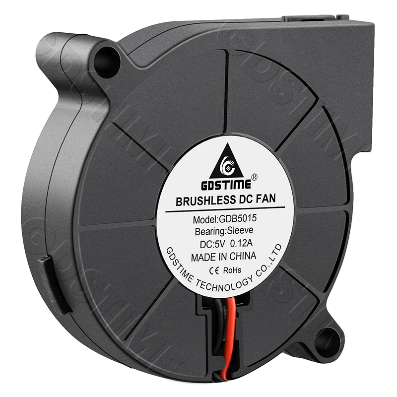 Wentylator Gdstime 5015 24V 12V 5V z łożyskiem kulkowym/łożyskiem ślizgowym, wentylator do drukarki 3D 50x50x15MM USB 4PIN 2PIN, turbowentylator chłodzący 50MM, wentylator odśrodkowy. — zdjęcie produktu 2