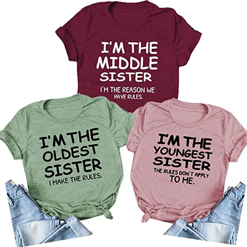 

Funny I'm The Sister Saying T-Shirt Tee Women Funny Graphic Tee T-Shirts Gift for Sister Best Friends Clothes