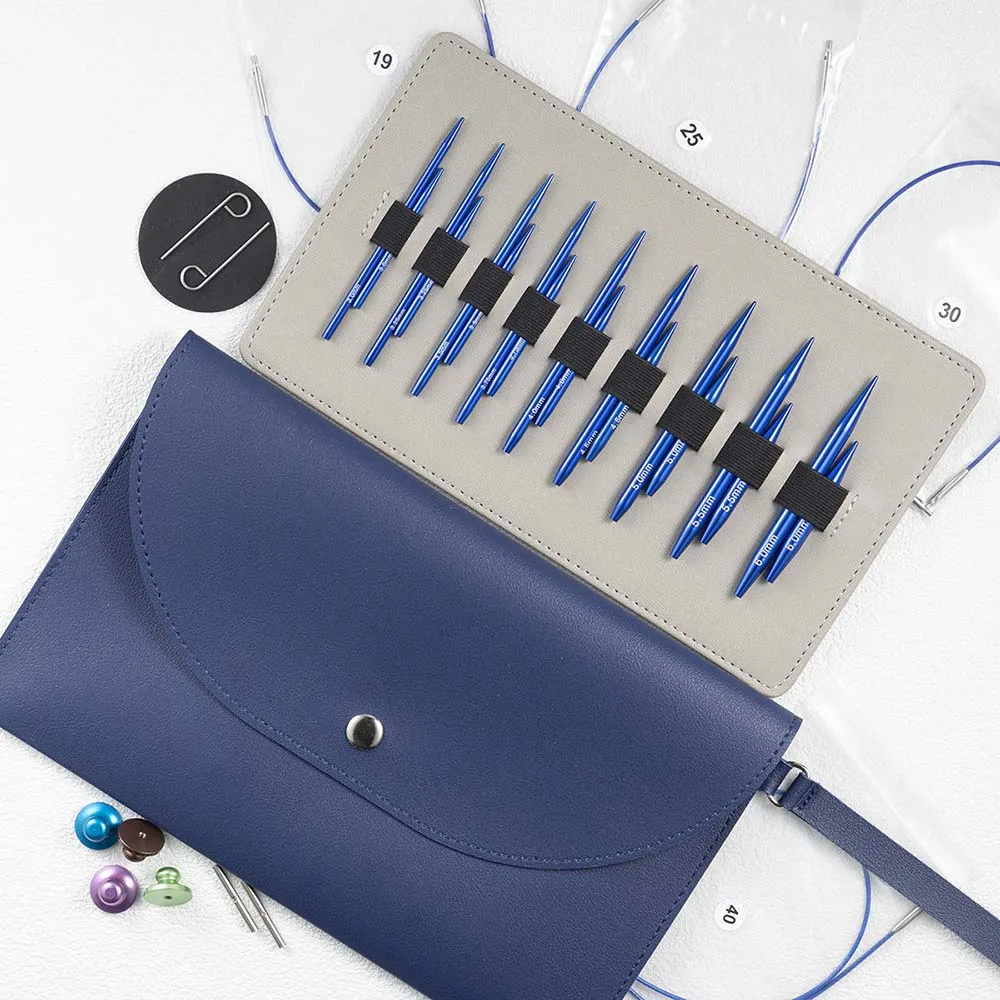 Shorties Interchangeable Circular Knitting Needle Set Aluminum 9 Pairs 3.0-6.0mm Sleeve Sewing Needles for Mother's Day Gift