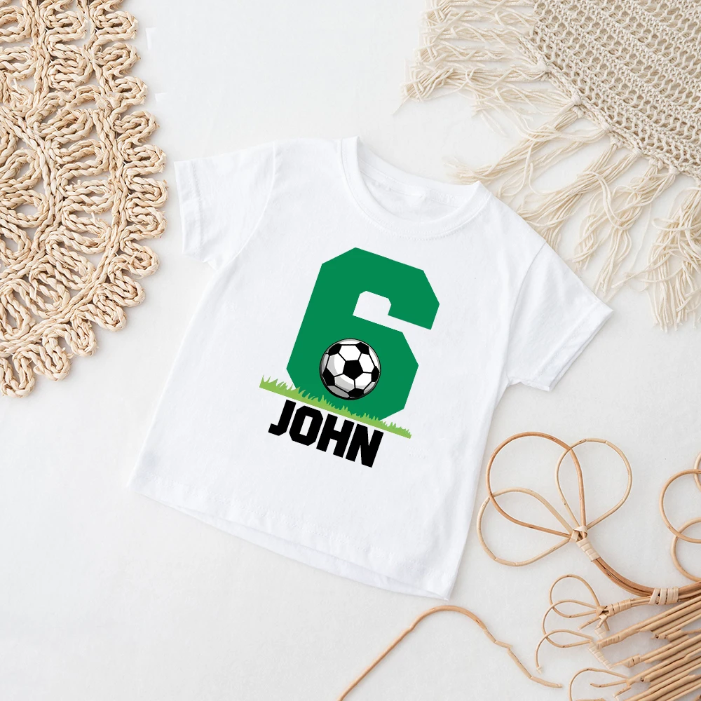 Personalisieren Sie Fußball- und Geburtstagsdruck-Kind-T-Shirt, lässiges Kurzarm-Kind-T-Shirt, modisches Rundhals-Kind-T-Shirt, Sommerkleidung