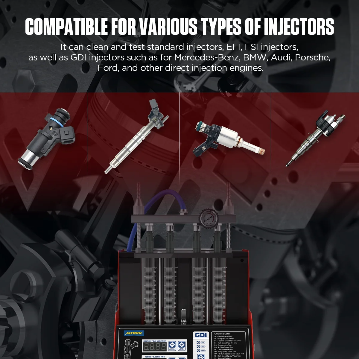 Nieuwste AUTOOL CT280 110V 220V GDI Automotor Injectie Test Machine Beste Ultrasone Brandstofinjector Cleaner Flush