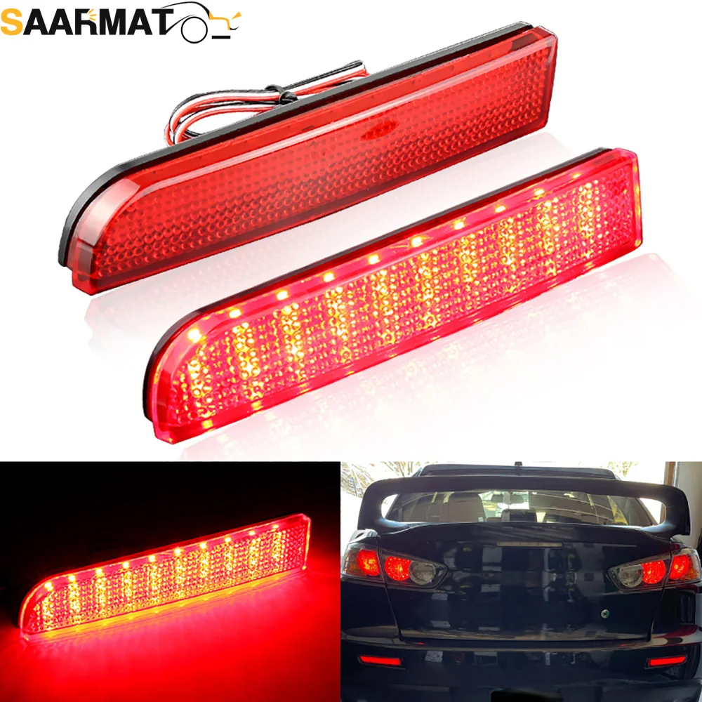 2pcs LED Bumper Reflector Lights for Mitsubishi Lancer Evo X Outlander,Tail/Brake Rear Fog Lamps and Turn Signal Light