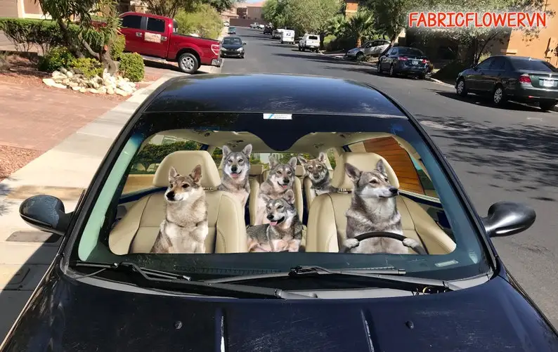 Saarloos Wolfdog Car Sunshade, Dog Car Decoration, Dog Windshield, Dog Lovers Gift, Dog Car Sunshade, Gift For Mom, Gift For Dad