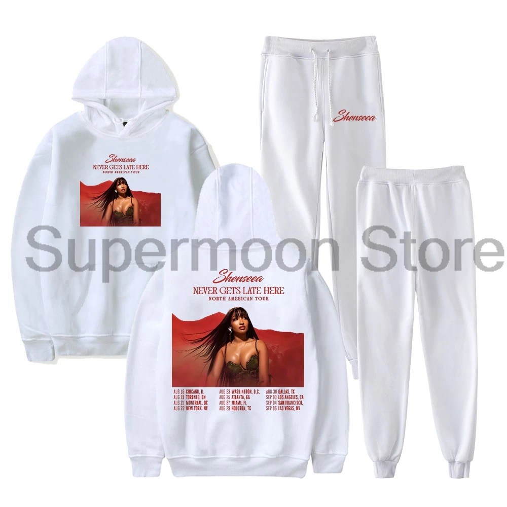 Shenseea Never Gets Late Here Tour 2024 Hoodie Jogger Pants Two Piece Set Sweatshirts+Sweatpants Men Women's Set