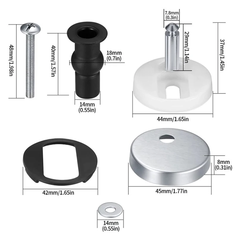 2Pcs Toilet Seat Hinges Top Fix Hinge Pack Mountings Replacement Release Quick Screws For Toilet Bathroom Furniture Accessories.