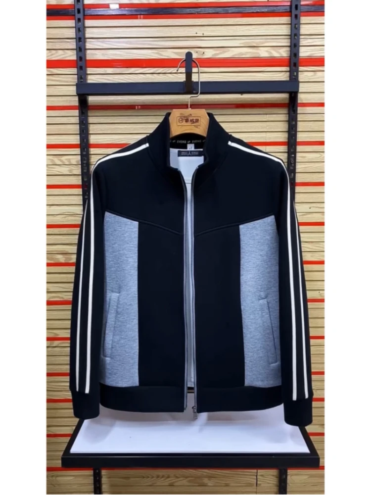 

Повседневная хлопковая спортивная куртка, мужская модная универсальная свободная посадка с воротником-стойкой, весенне-осенняя одежда, молодежная активная одежда