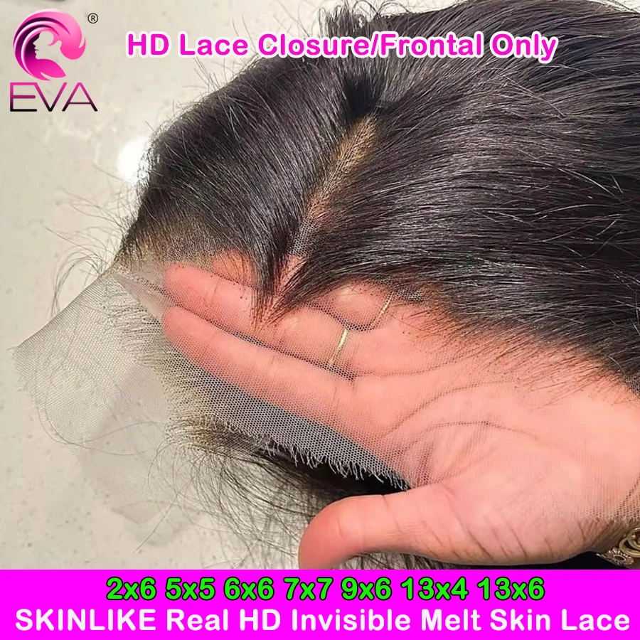 

13x6 13x4 HD Lace Frontal Human Hair Straight Hair Melt Skins Pre Plucked 100% Real HD 5x5 6x6 7x5 Lace Closures Only Human Hair