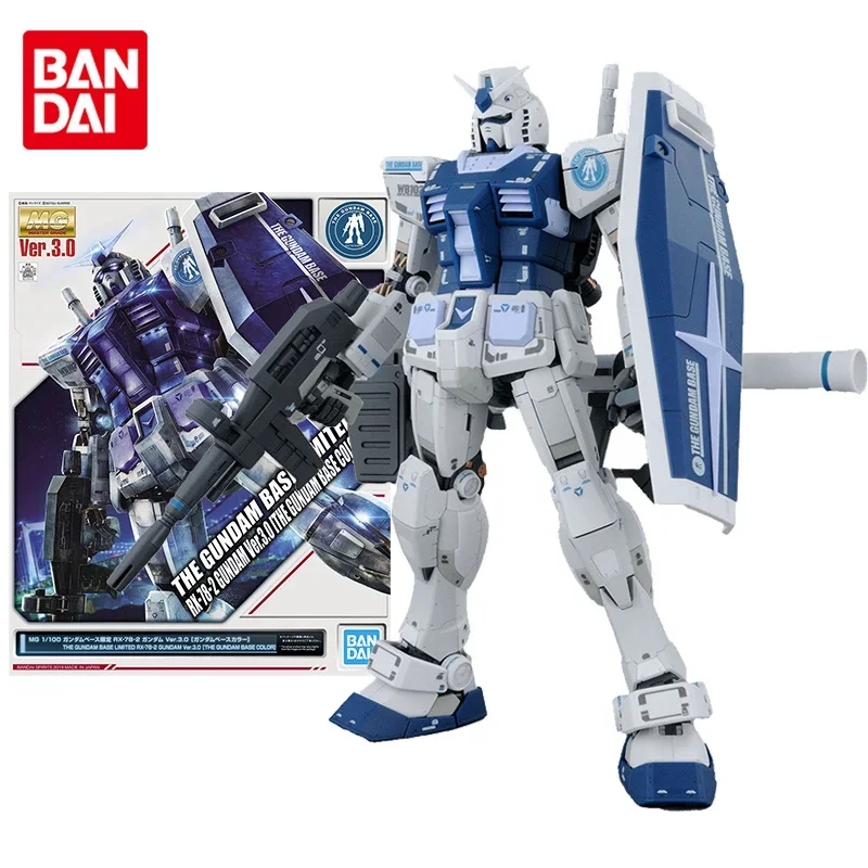 Bandai Genuine Gundam Model Kit Anime Figure MG RX-78-2 Ver.3.0 The Gundam Base Color Anime Action Figure Toys for Children