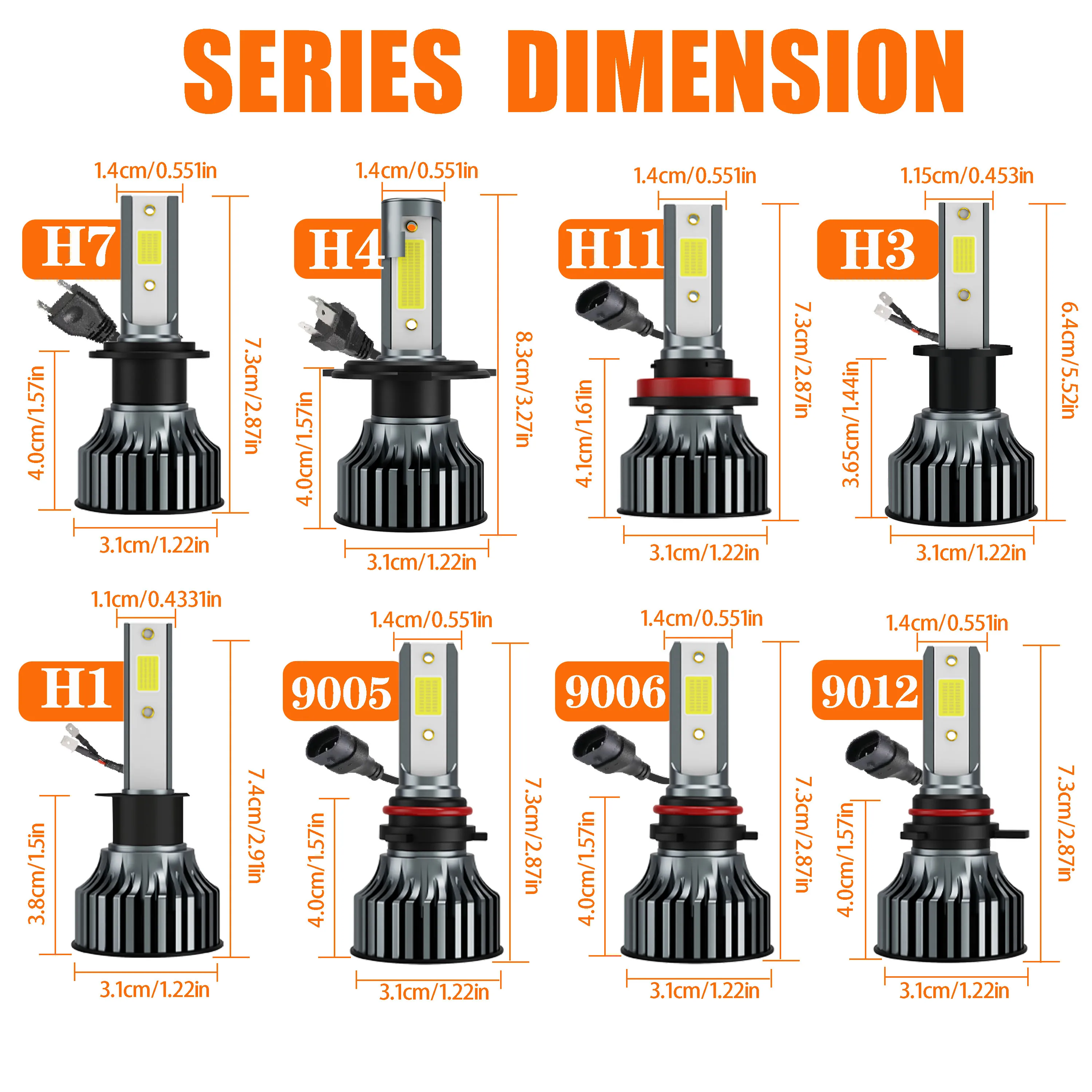 Heyword 2Pcs LED H4 H7 Car Headlight H1 LED Bulb H8 H11 9005 HB3 9006 HB4 9004 H3 H13 Led Lights 120000LM Turbo Lampada 12V