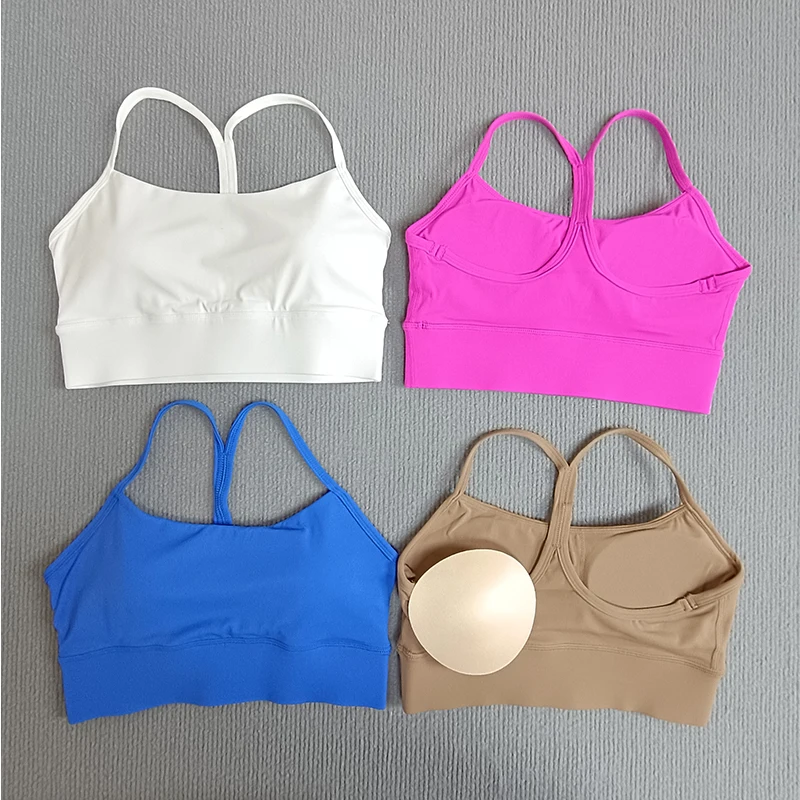 الجوارب سترة اليوغا بلون الرياضة الصدرية Y شكل المرأة حمالة صدر رياضية عالية القوة للصدمات رياضة سترة رياضية مع وسادة الصدر