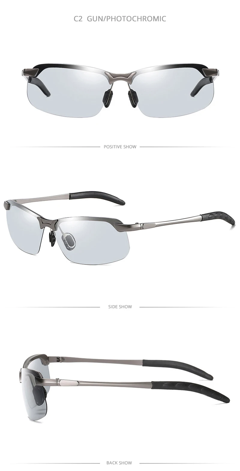 Vintage Photochrome Sonnenbrille Männer Mode Rechteck Polarisierte Sonnenbrille Männlich Fahren Chameleon Brillen Nachtsicht – Detail 12