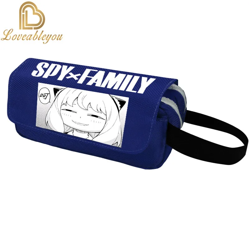 Anime SPY×FAMILY Pen Bag Anya Loid Forger Large Capacity Zipper Double Layer Pencil Case Canvas Stationery Box