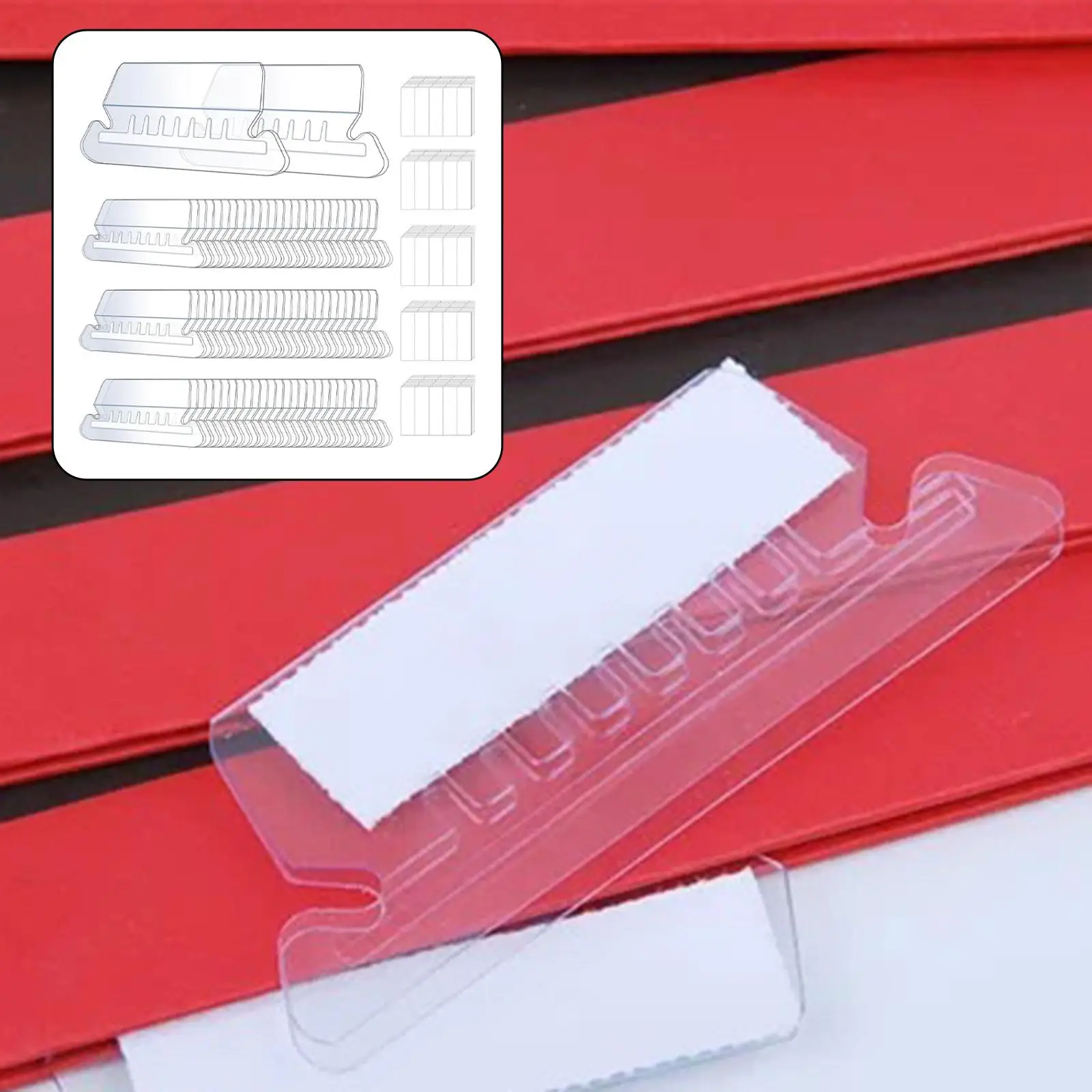 

50x Hanging File Folder Tabs and Inserts Convenient Easy to Read Hanging File Tabs Transparent for Room Office Cabinet Home
