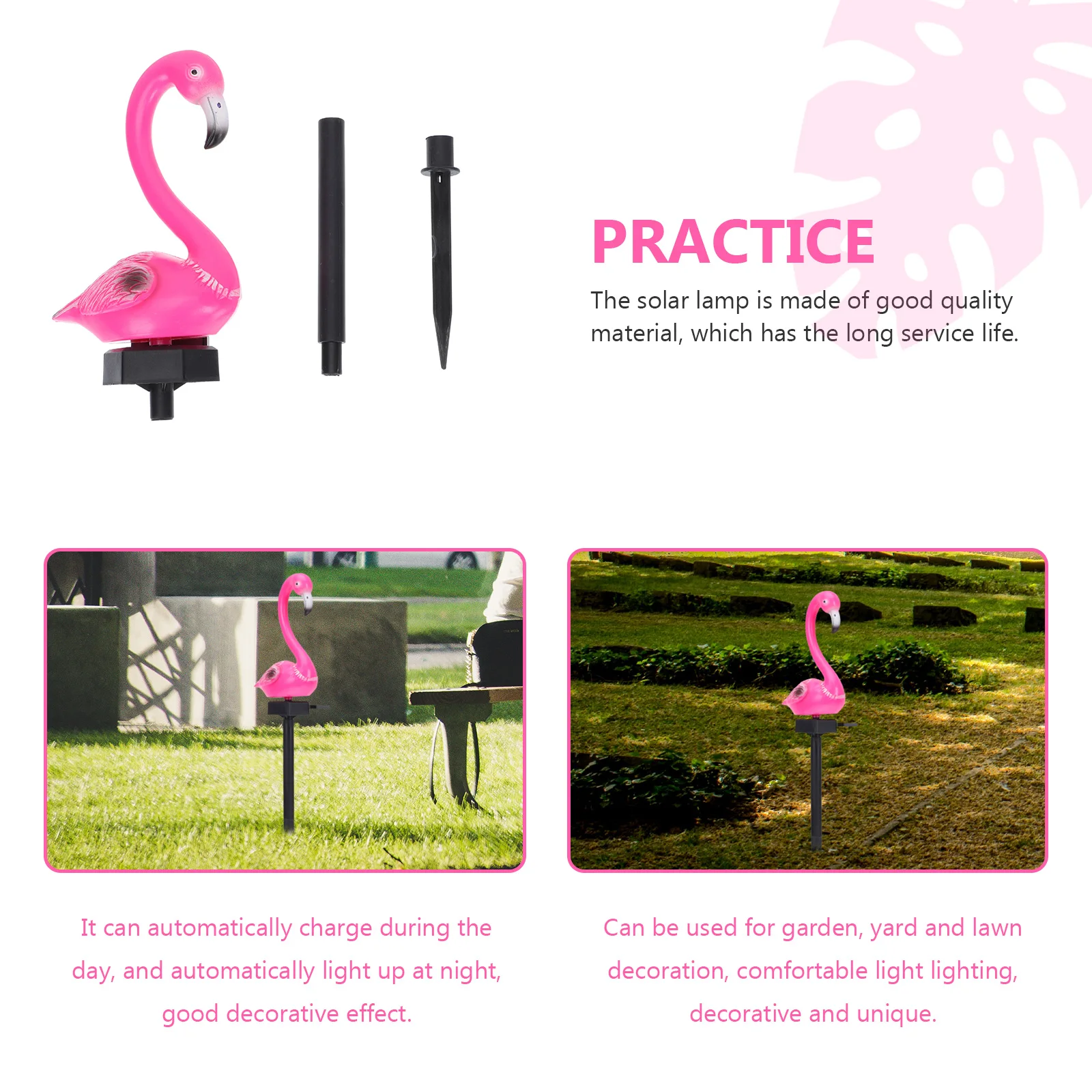 

2PCS Flamingo Solar Ground Lights Resin Plastic Garden Yard Lawn Decoration Day Charge Night Light L Lamp Outdoor Lighting