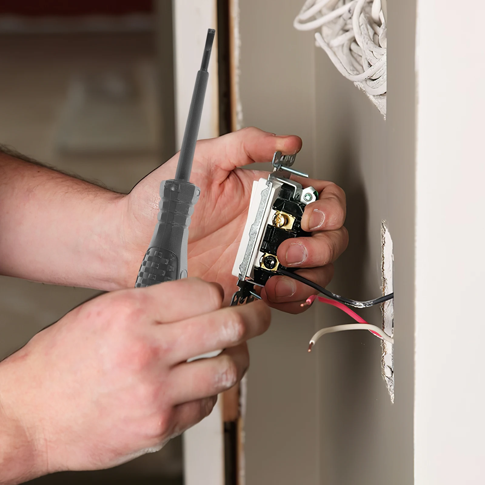 

Voltage Pen with Magnetic Tip Electrician Flathead Screwdriver High Brightness Light for Safe Circuit Testing and