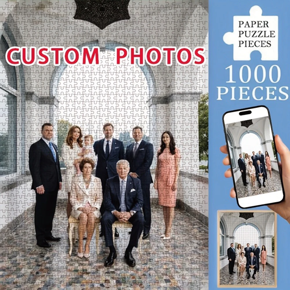 35/300/500/1075 Stück Personalisiertes Foto-Puzzle mit Familienfotos, personalisiertes Erinnerungspuzzle für besondere Anlässe im Zimmer
