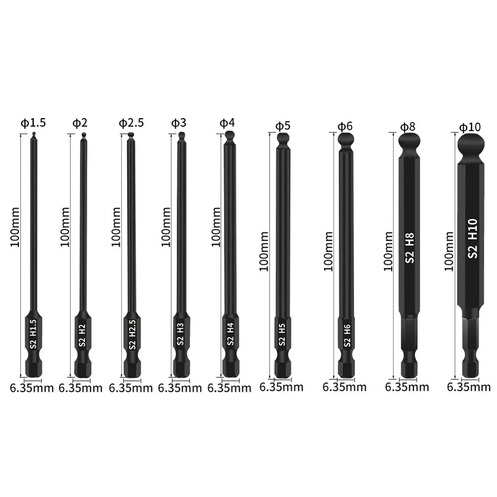 Magnetic Screwdriver Bits Size 100mm Hex Shank Magnetic Bit Adjust At Various Angles Ball End Design Brand New Unused