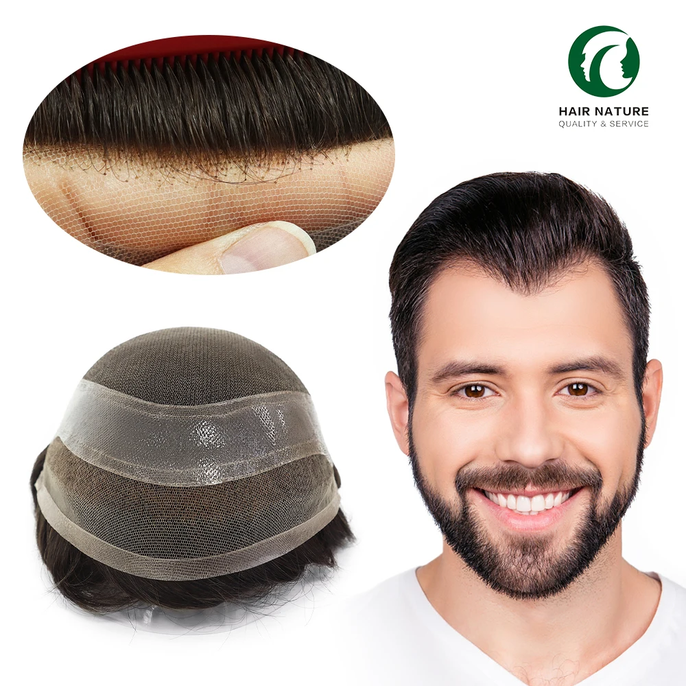 High Quality Hairpiece Toupee Wig for Men 100% Human Hollywood Design Tape and Glue Adapt Natural Lace Front Hair Line